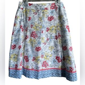 Talbots Floral Skirt A-Line Dotted Swiss Red Yellow Blue Women’s Petite 6 NWT